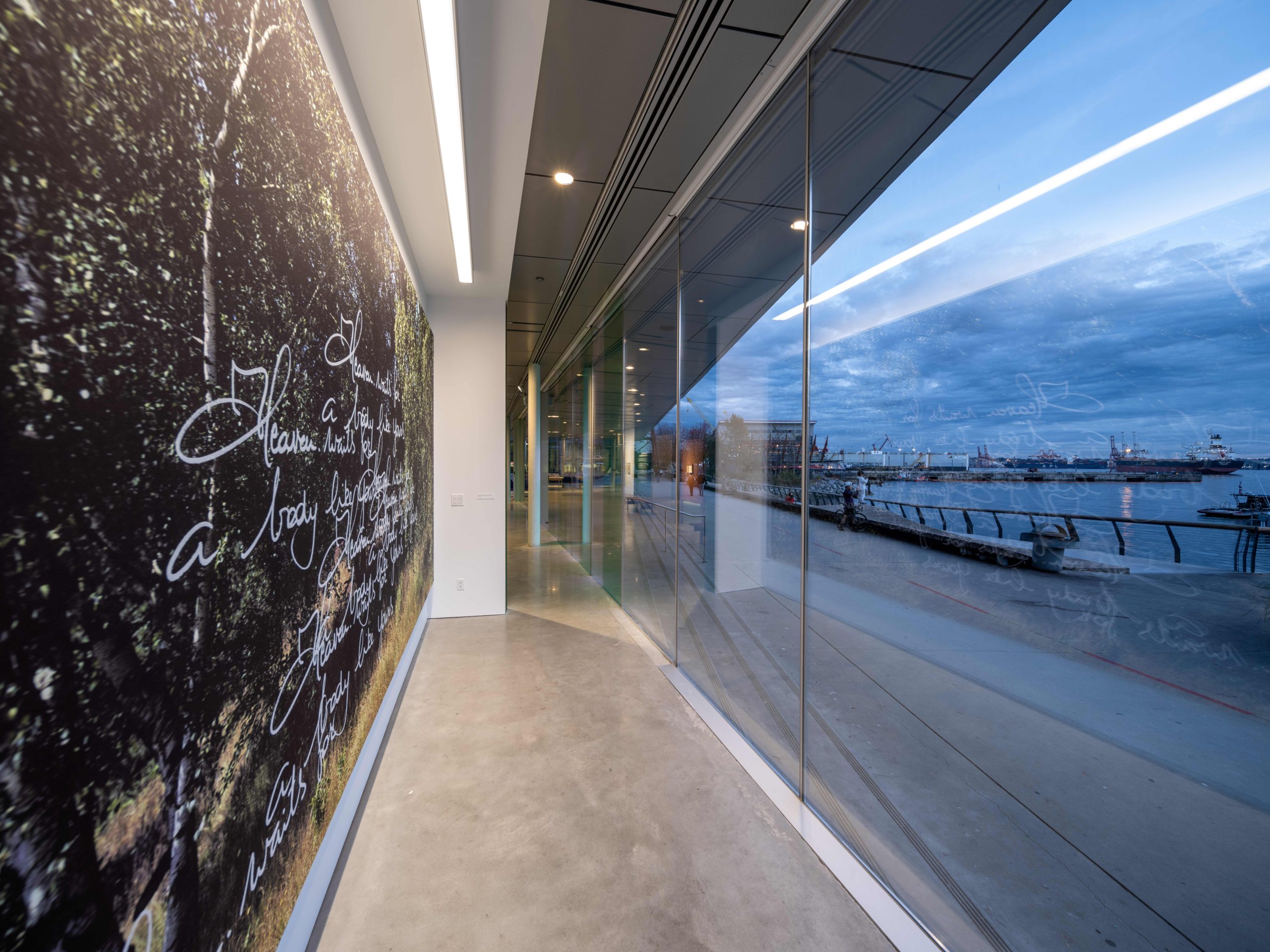 Interior of The Polygon Gallery overlooking the North Vancouver waterfront