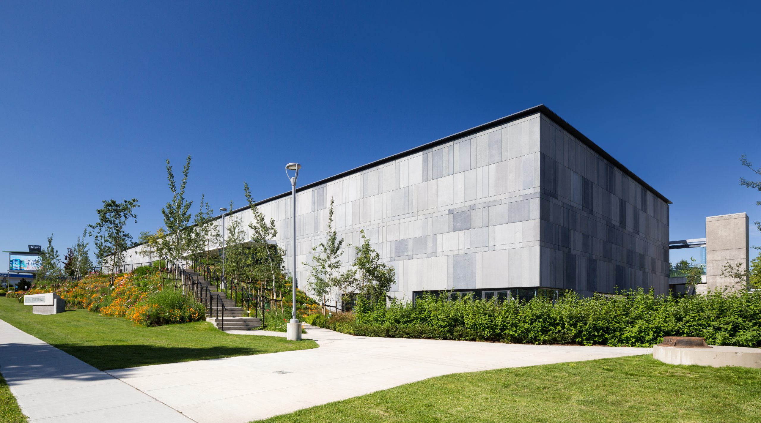 Guildford Aquatic Centre exterior in daylight