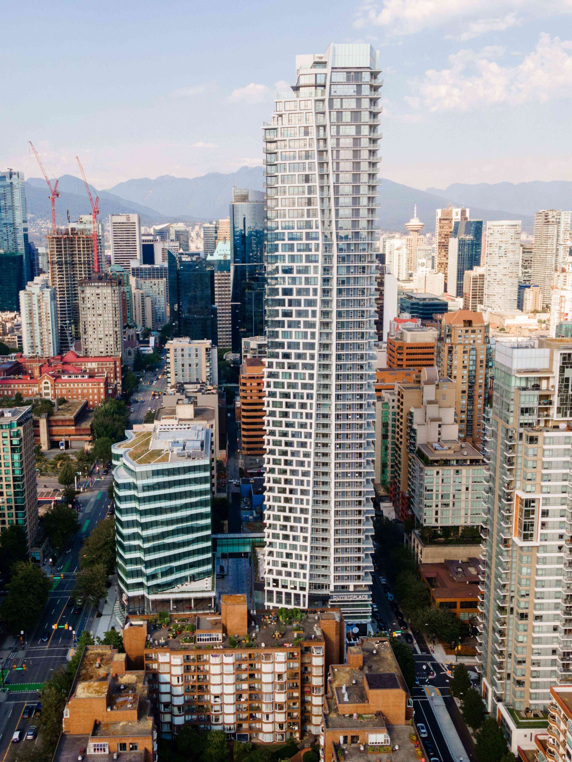 Full exterior view of One Burrard Place in Vancouver